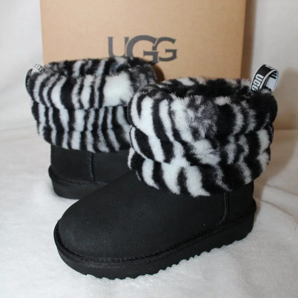 NIB‎ UGG INFANT TODDLER MINI SUEDE ZEBRA BOOTS